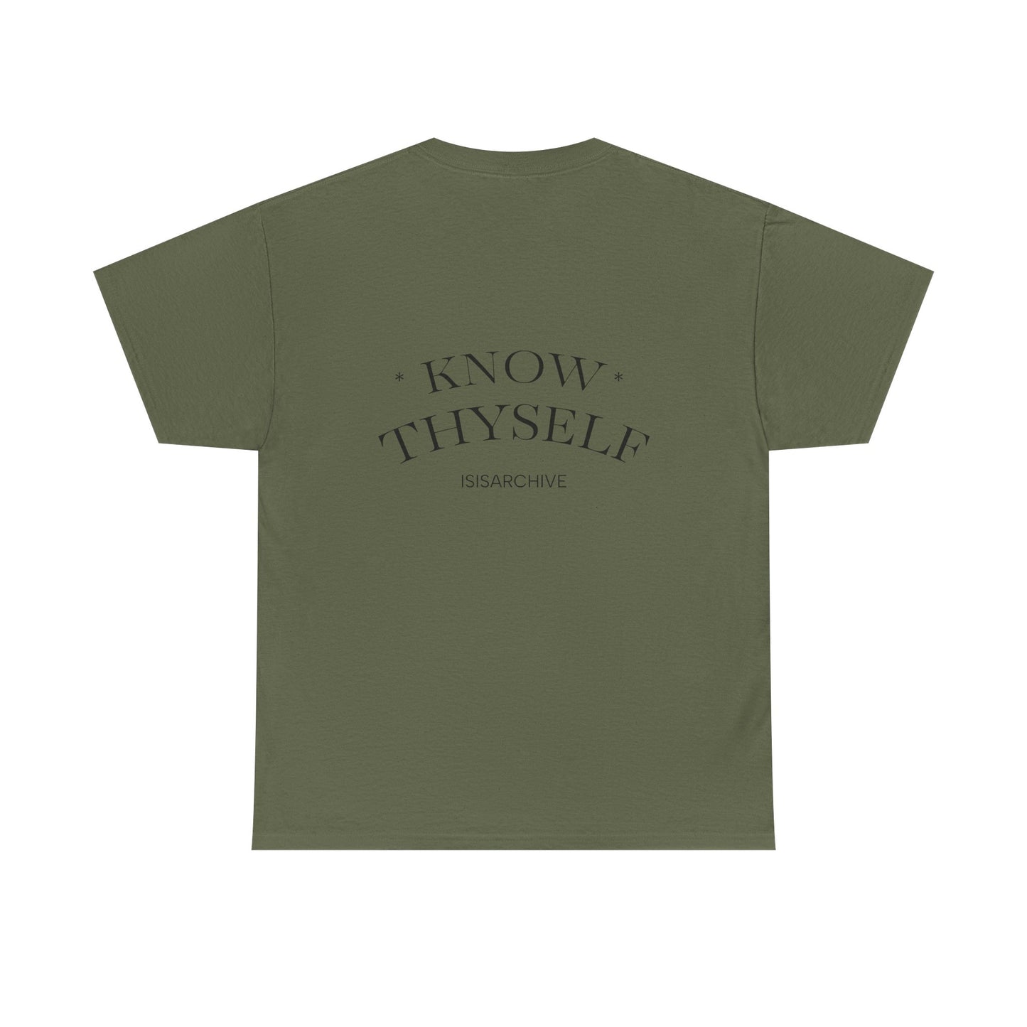 Egyptian Goddess Tee — Minimal Line Art Anubis Front with “Know Thyself” Back
