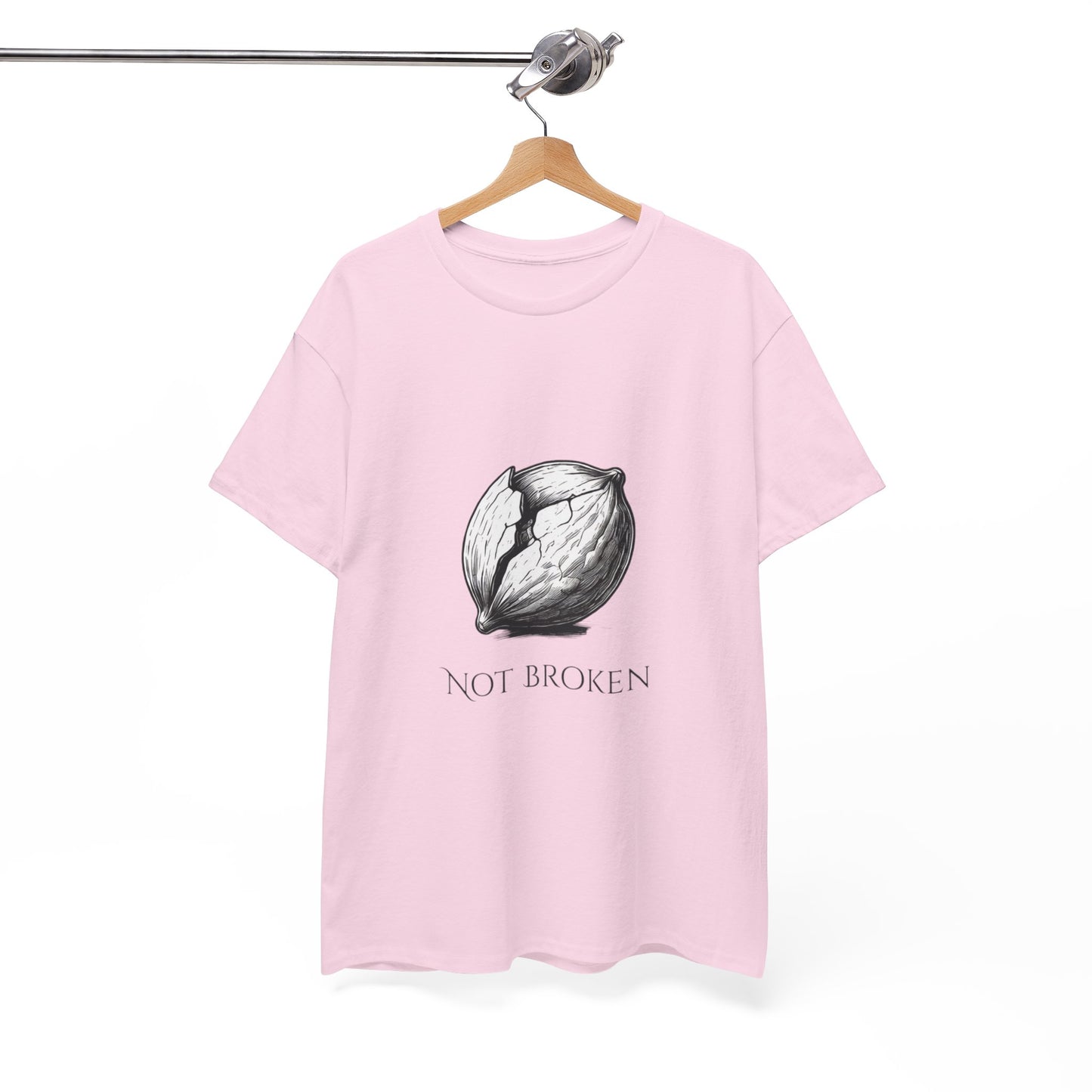 T-Shirt — "Not Broken" Resilience Tee with Sprouting Heart Illustration