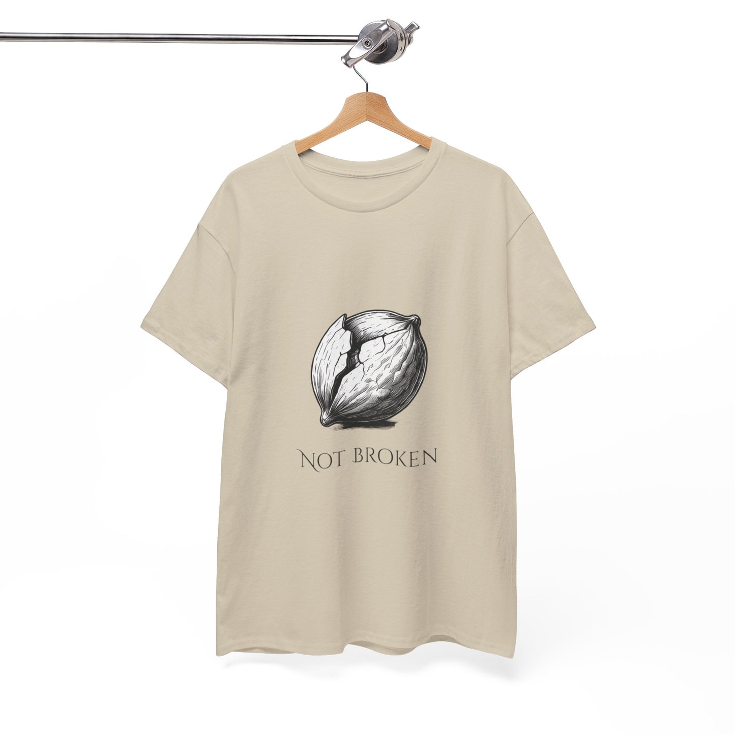 T-Shirt — "Not Broken" Resilience Tee with Sprouting Heart Illustration