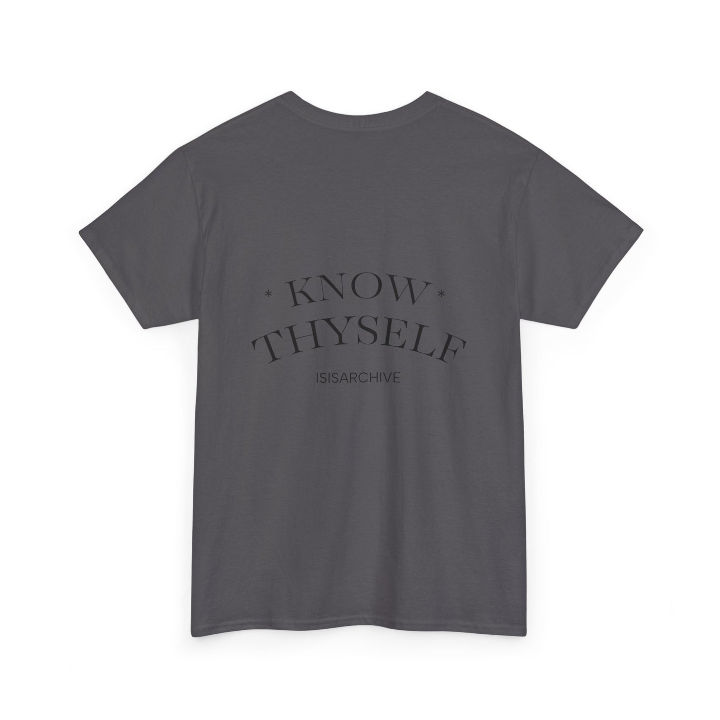 Egyptian Goddess Tee — Minimal Line Art Anubis Front with “Know Thyself” Back