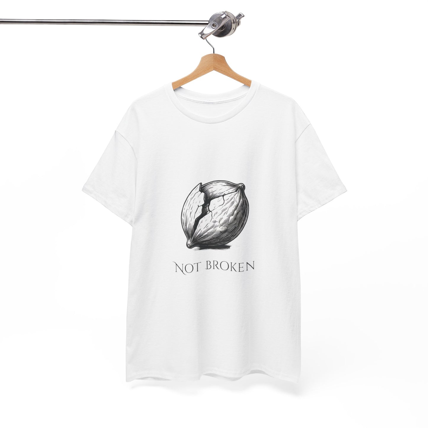 T-Shirt — "Not Broken" Resilience Tee with Sprouting Heart Illustration