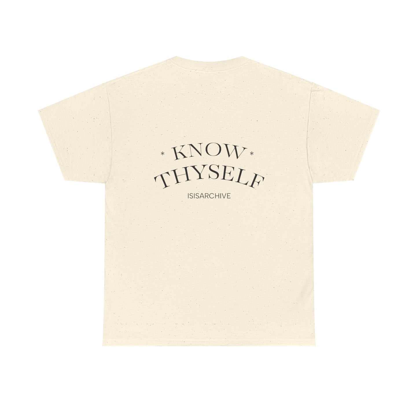 Egyptian Goddess Tee — Minimal Line Art Anubis Front with “Know Thyself” Back