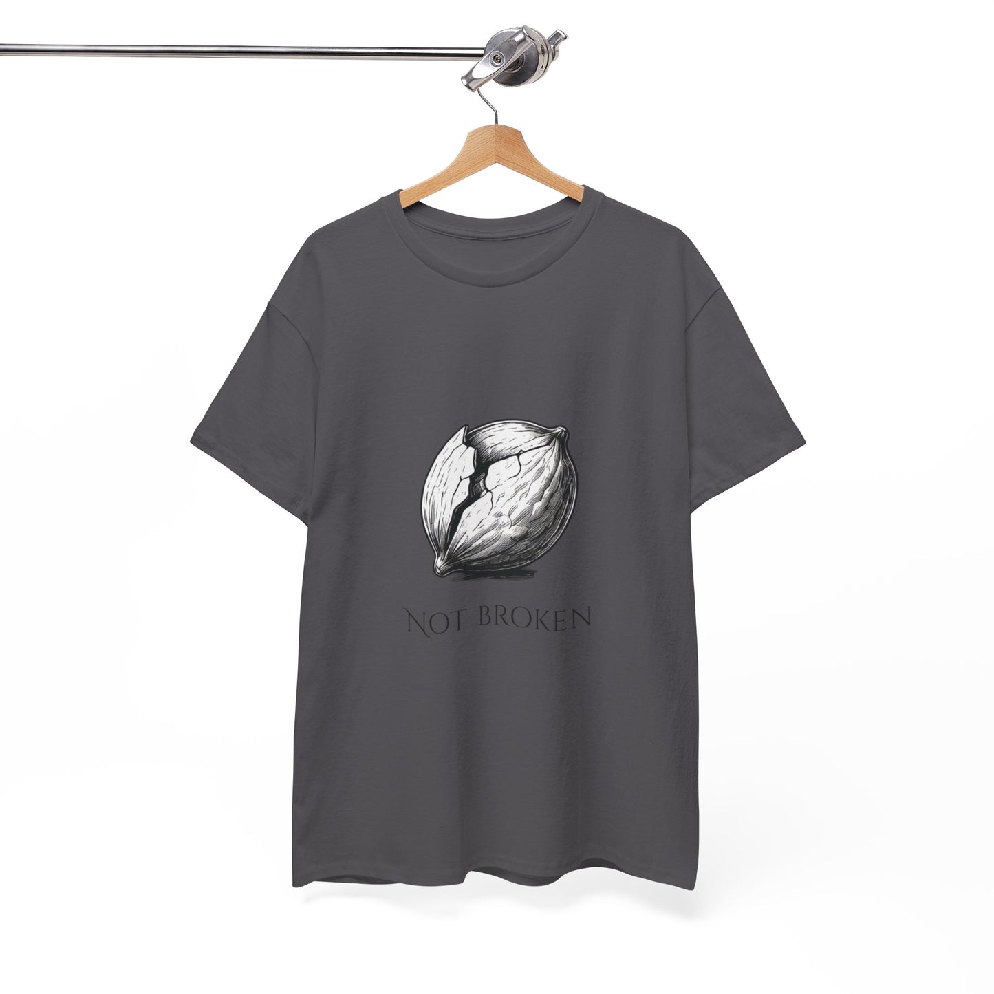 T-Shirt — "Not Broken" Resilience Tee with Sprouting Heart Illustration