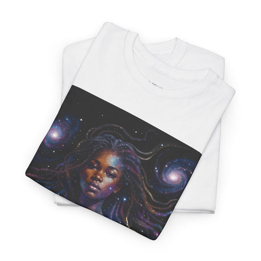 Galaxy Goddess T‑Shirt — Cosmic Woman Art Tee