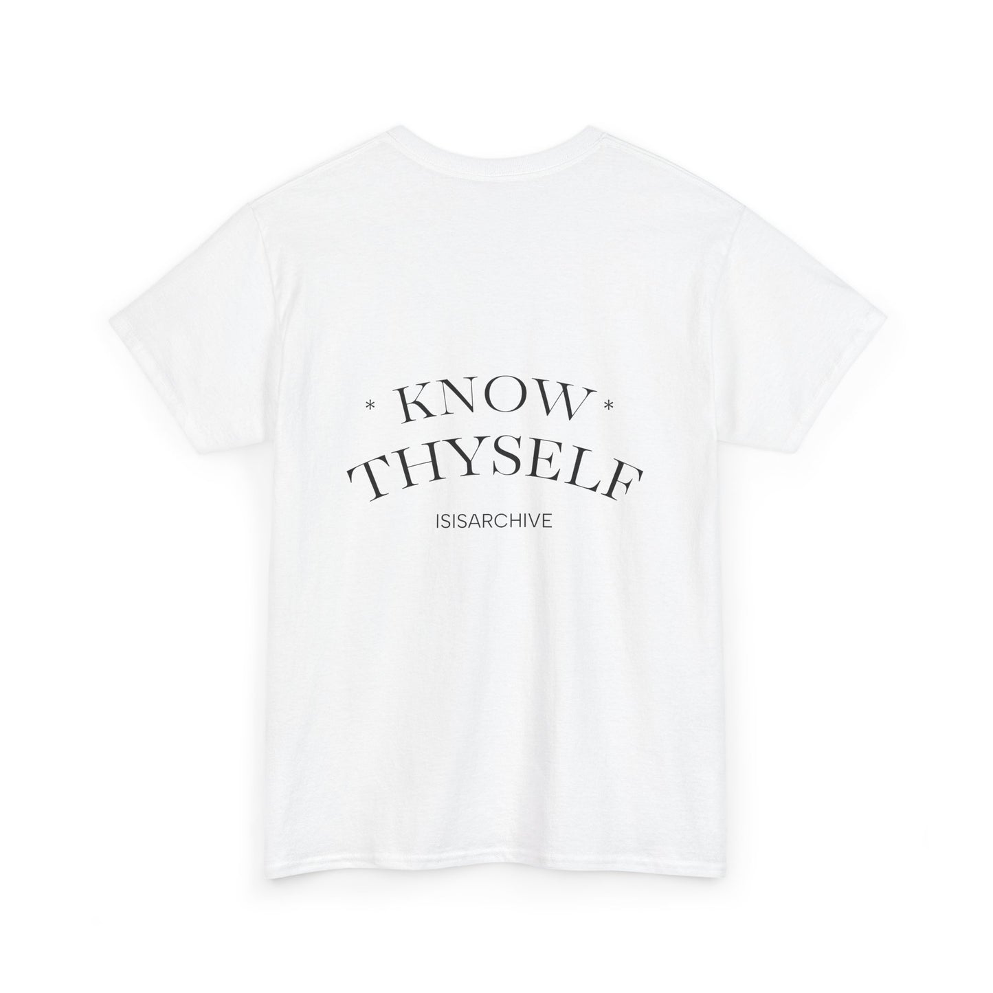 Egyptian Goddess Tee — Minimal Line Art Anubis Front with “Know Thyself” Back