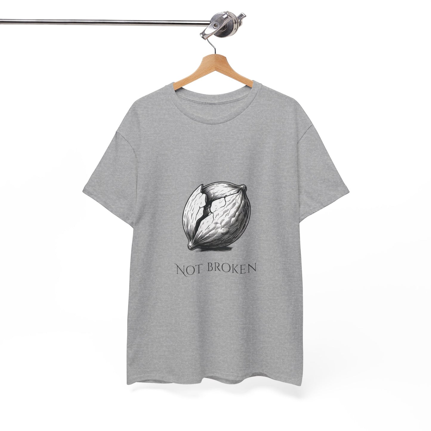 T-Shirt — "Not Broken" Resilience Tee with Sprouting Heart Illustration