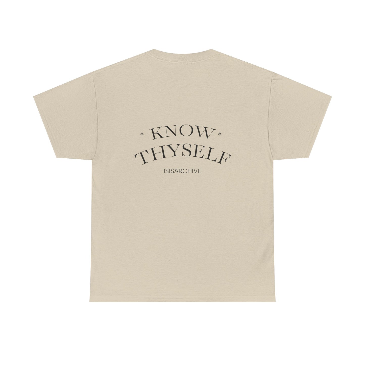 Egyptian Goddess Tee — Minimal Line Art Anubis Front with “Know Thyself” Back